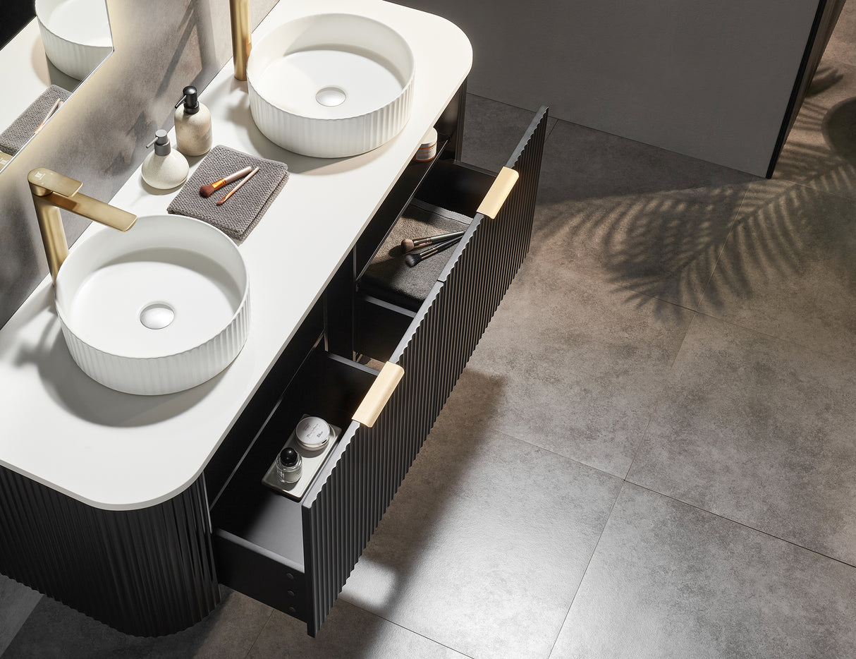 Avalon Wall Hung Vanity 1500mm (Double Bowl/Matte Black)