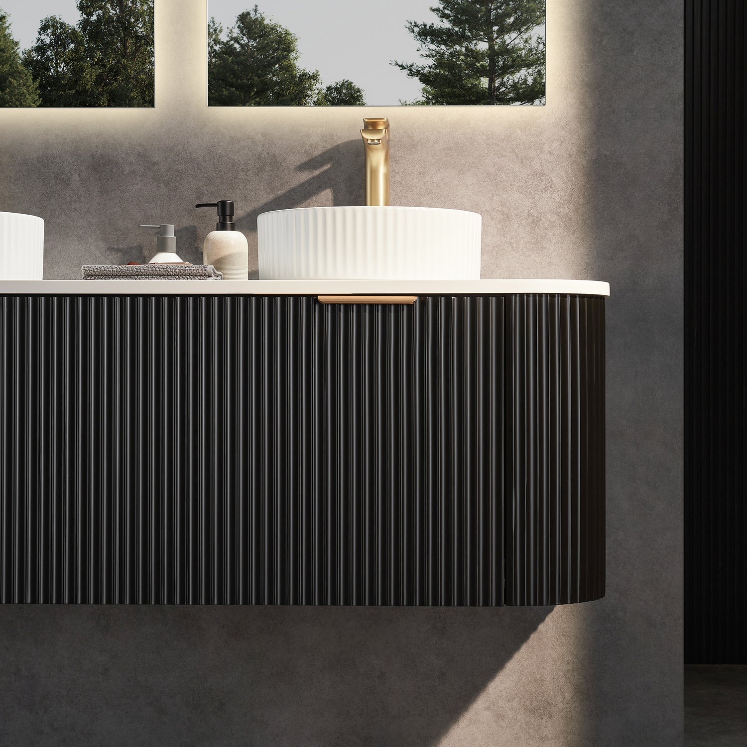 Avalon Wall Hung Vanity 1500mm (Double Bowl/Matte Black)