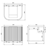 Avalon Wall Hung Vanity 600mm (Matte Black) drawing