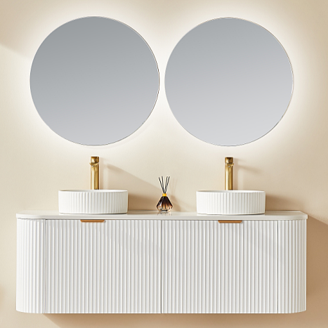 Avalon Wall Hung Vanity double bowl (Matte White) 