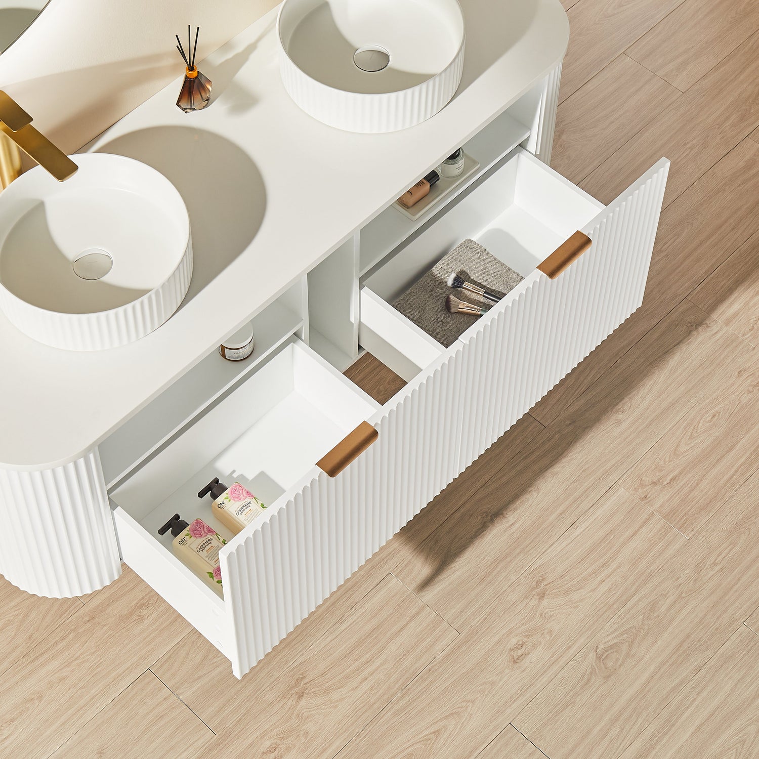 Avalon Wall Hung Vanity double bowl (Matte White) 