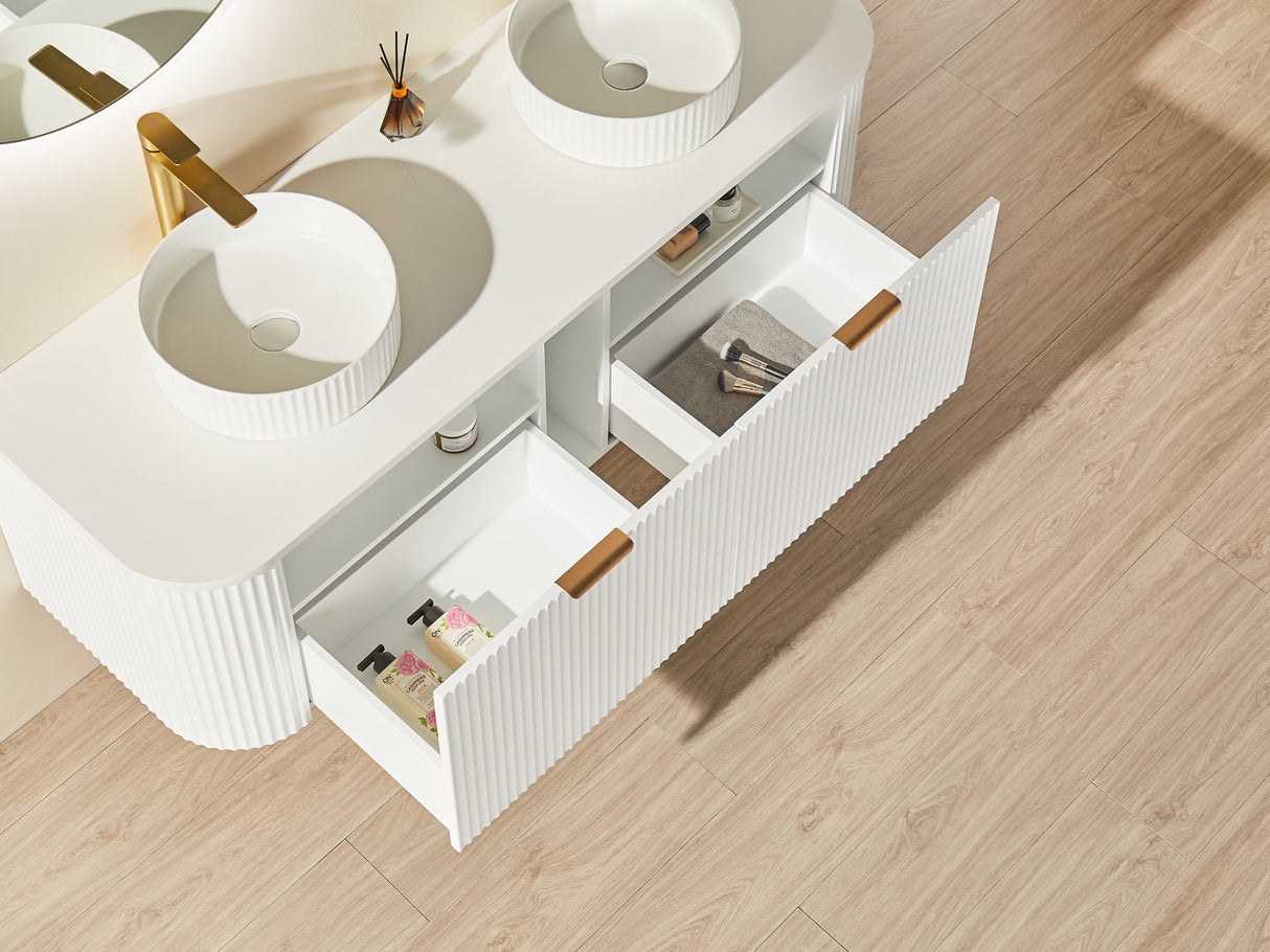 Avalon Wall Hung Vanity double bowl (Matte White) 