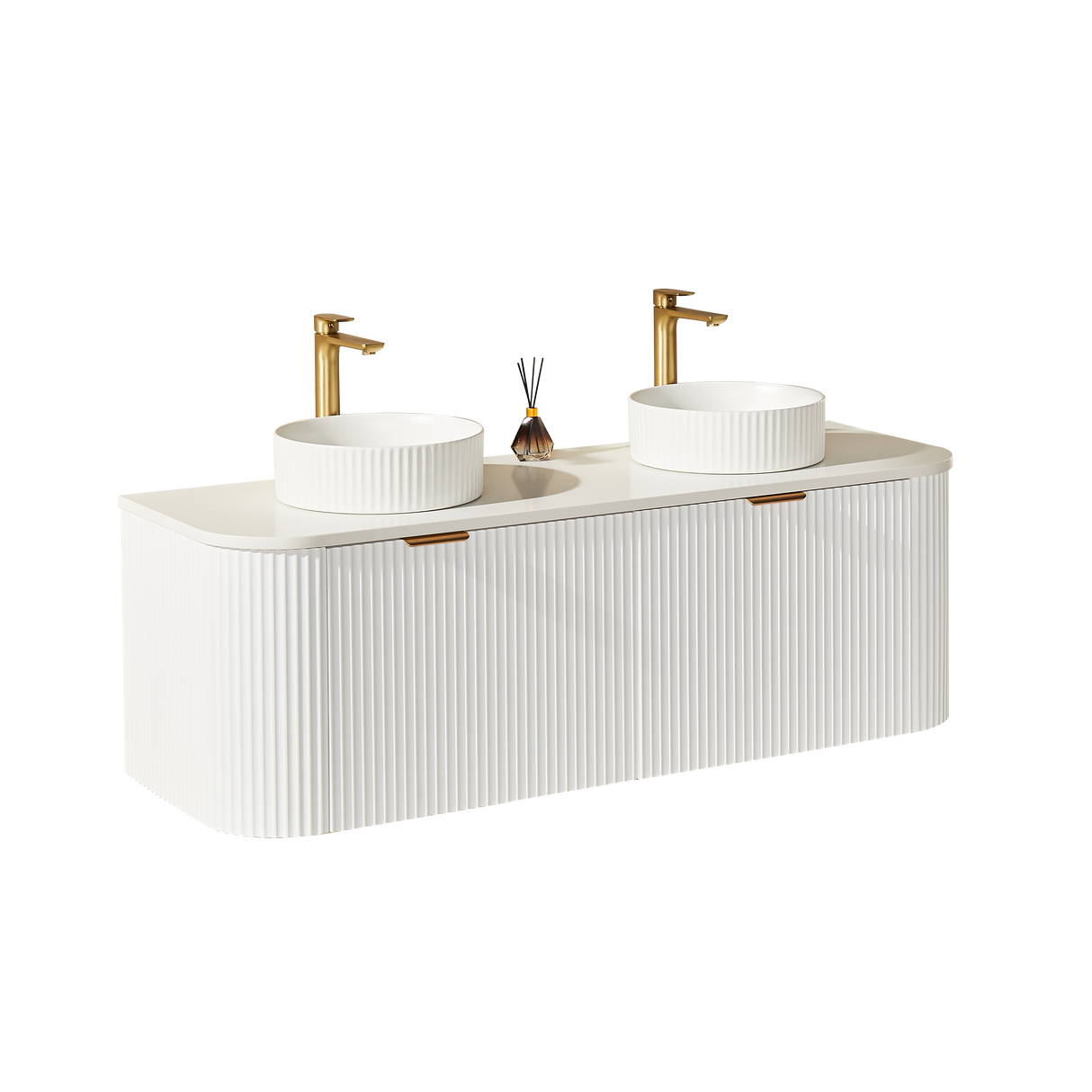 Avalon Wall Hung Vanity double bowl (Matte White) 