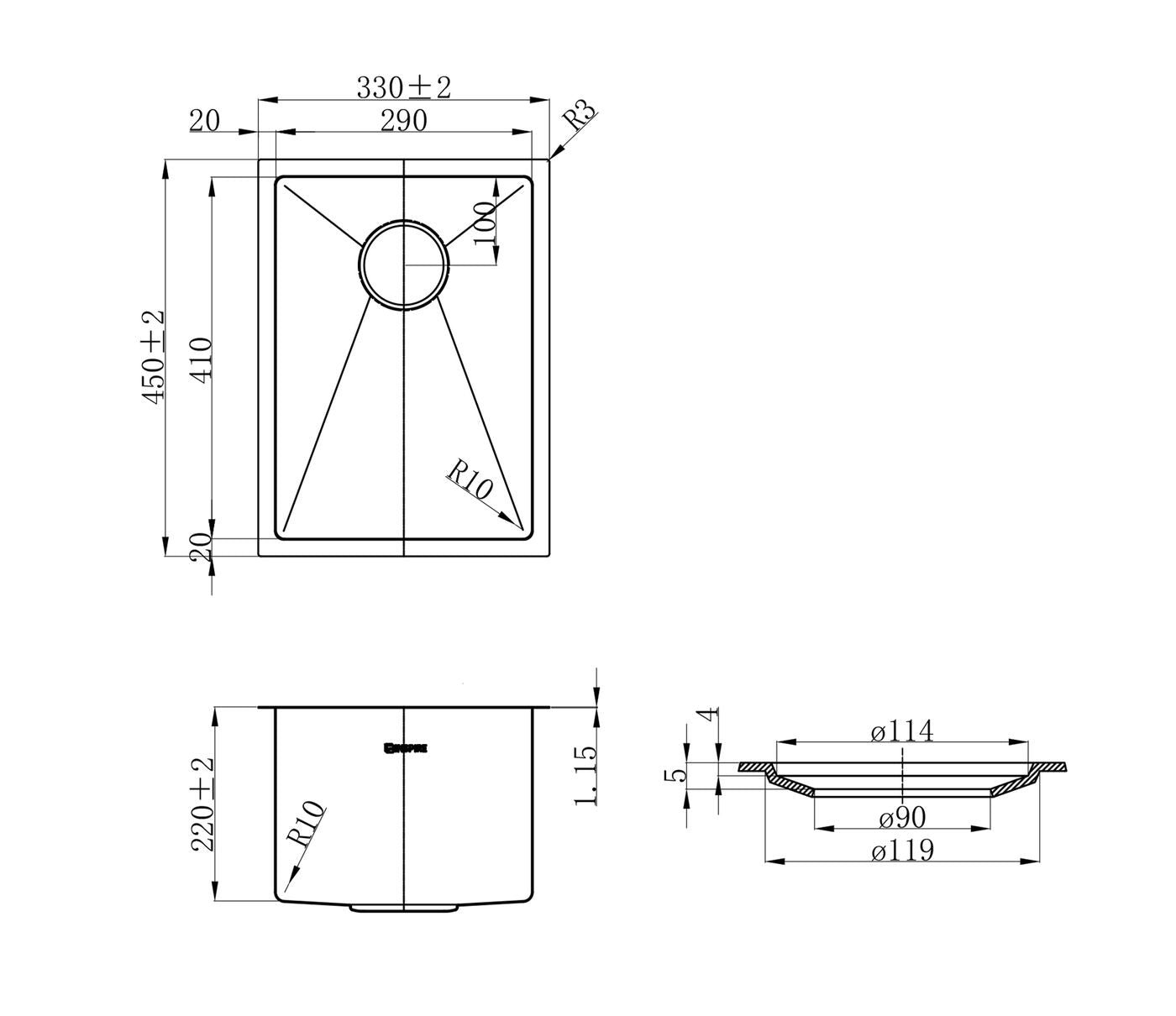 Axon Sink 33S (330x450x220)