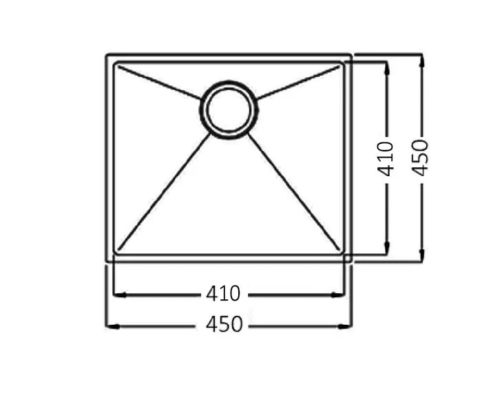 Axon Sink 45S 450x450x220 Gun Metal-drawing