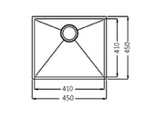 Axon Sink 45S 450x450x220 Gun Metal-drawing