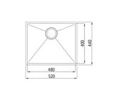 Axon Sink 52S 520x440x220 GunMetal-Drawing