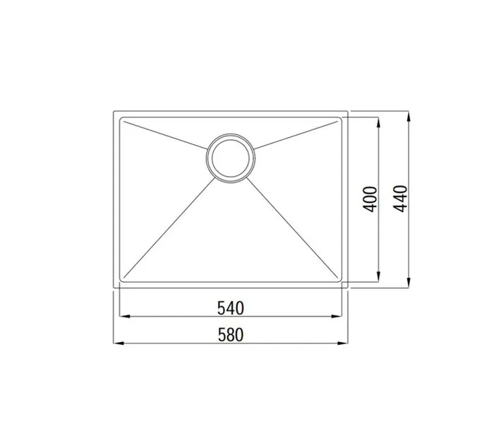 Axon Sink 58S 580x440x220 Gun Metal-drawing
