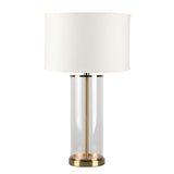Left Bank Table Lamp - Brass w White Shade