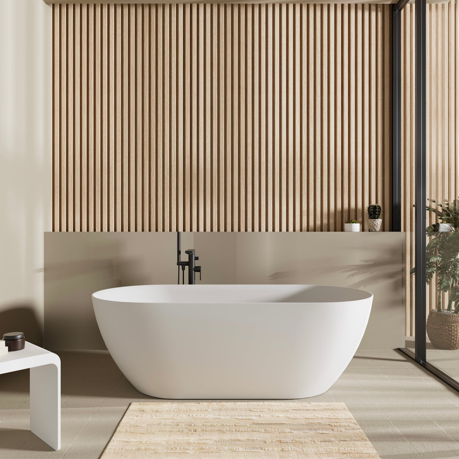 Ellips Slim Acrylic Free Standing None Overflow Bathtub LK-EL
