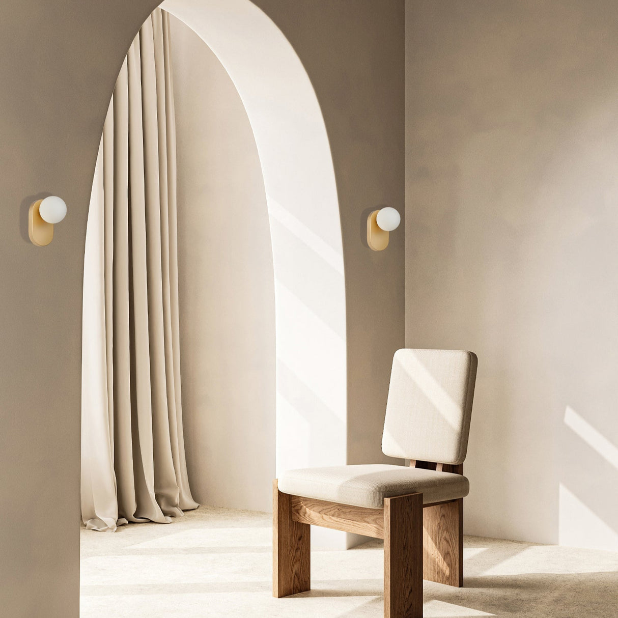 BALLE: Interior Round Opal Diffuser with Oblong Base Wall Lights