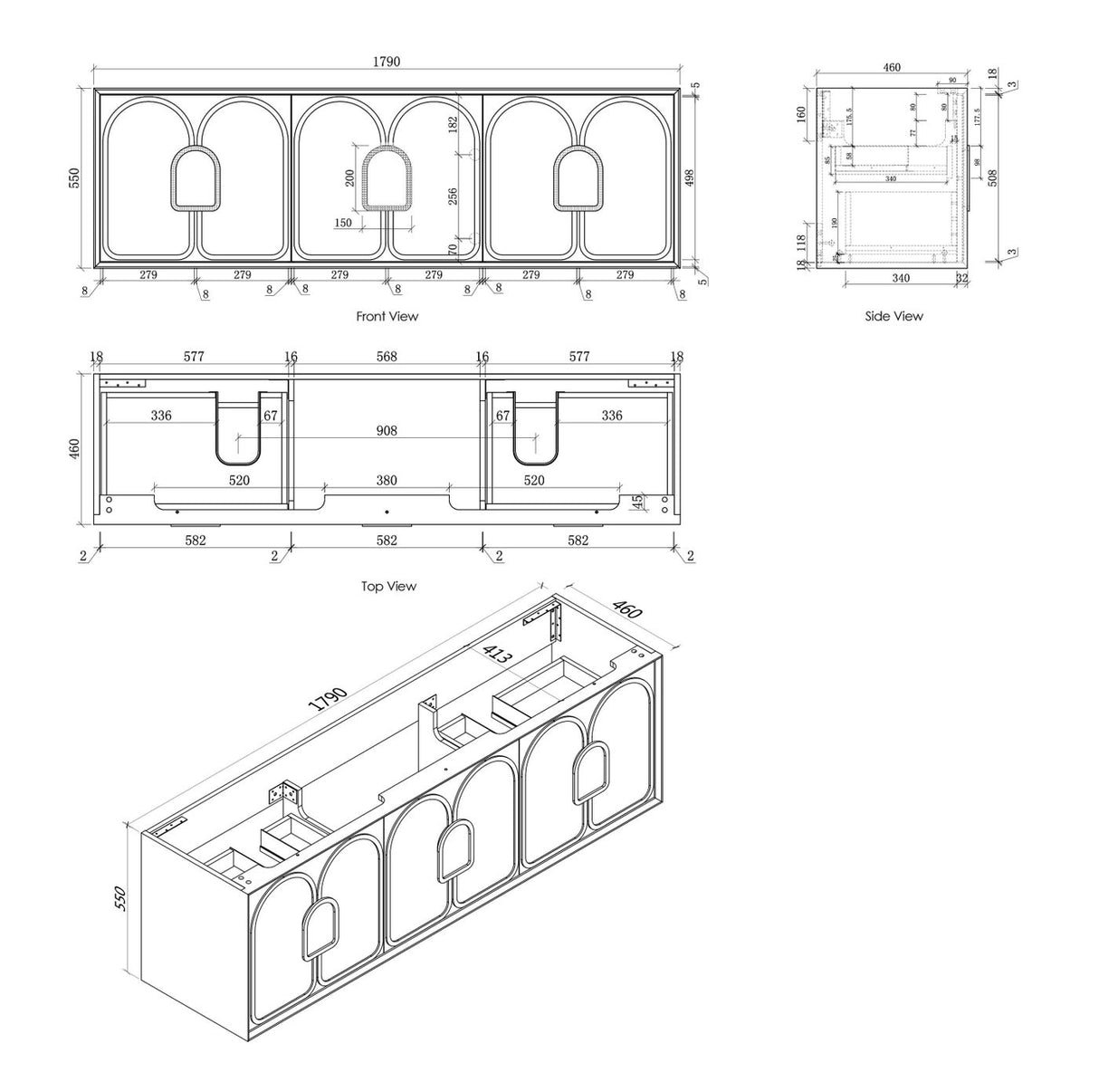 BALMORAL Mark II Wall Hung Vanity Woodland Oak