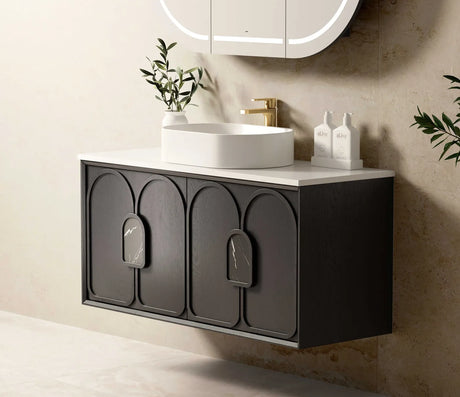 BALMORAL Wall Hung Vanity Black Oak 1200 Side View