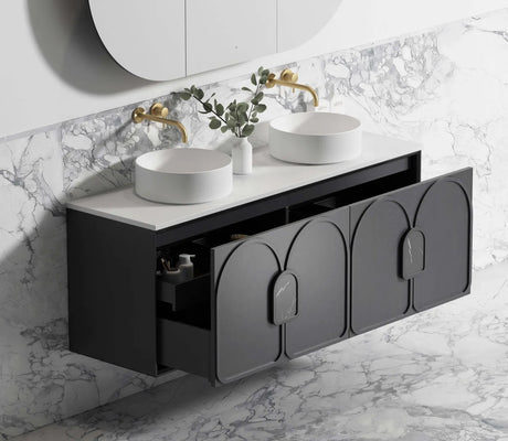 BALMORAL Wall Hung Vanity Black Oak 1500 Side View
