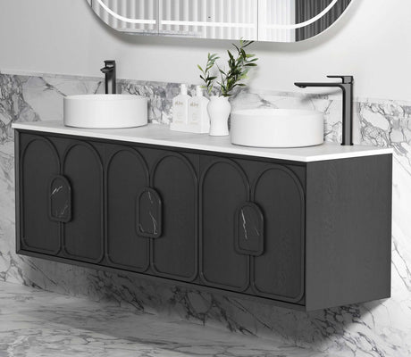 BALMORAL Wall Hung Vanity Black Oak 1800 Side View