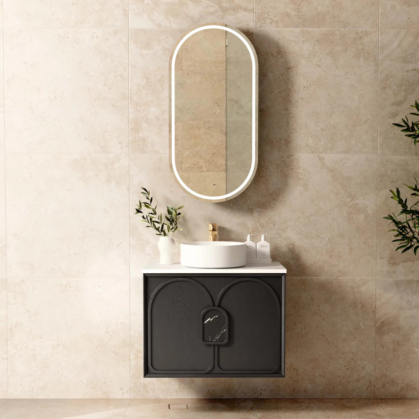 BALMORAL Wall Hung Vanity Black Oak 600