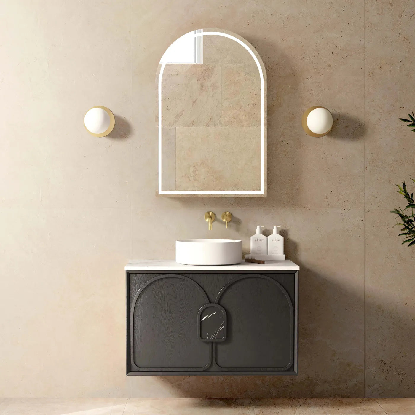 BALMORAL Wall Hung Vanity Black Oak 750