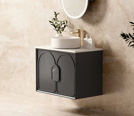 BALMORAL Wall Hung Vanity Black Oak 750 Side View