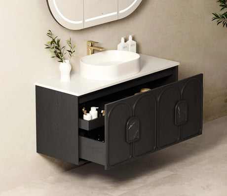 BALMORAL Wall Hung Vanity Black Oak 900 Side View 2