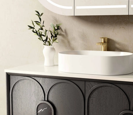 BALMORAL Wall Hung Vanity Black Oak 900 Side View 3