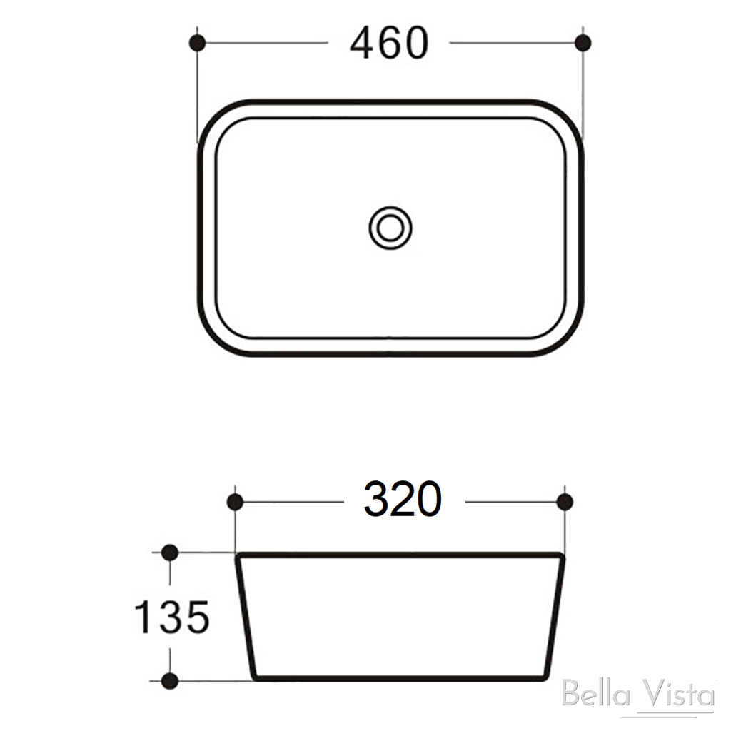 Lina Basin 460 x 320mm (Black)- Clearance