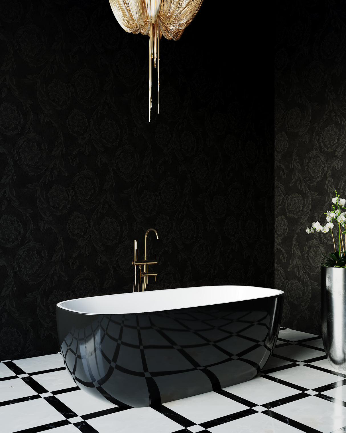 SAPPHIRE BLACK Freestanding Bathtub Overflow 1650mm