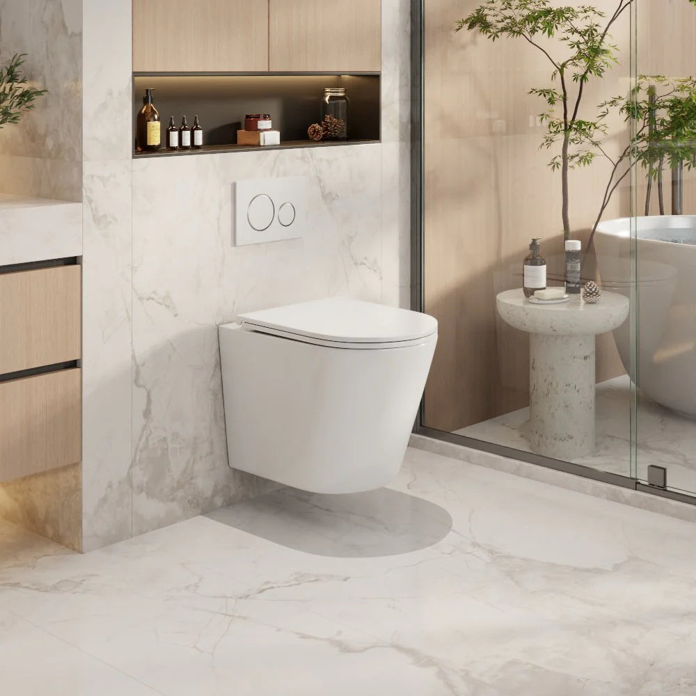 Zara Rimless Wall Hung Toilet Pan (Gloss White)