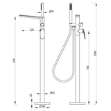 Beki Freestanding Bath Mixer with Hand Shower – TRIM KIT ONLY