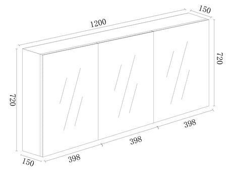 BIANCA MDF Shaving Cabinet 1200mm - Gloss White