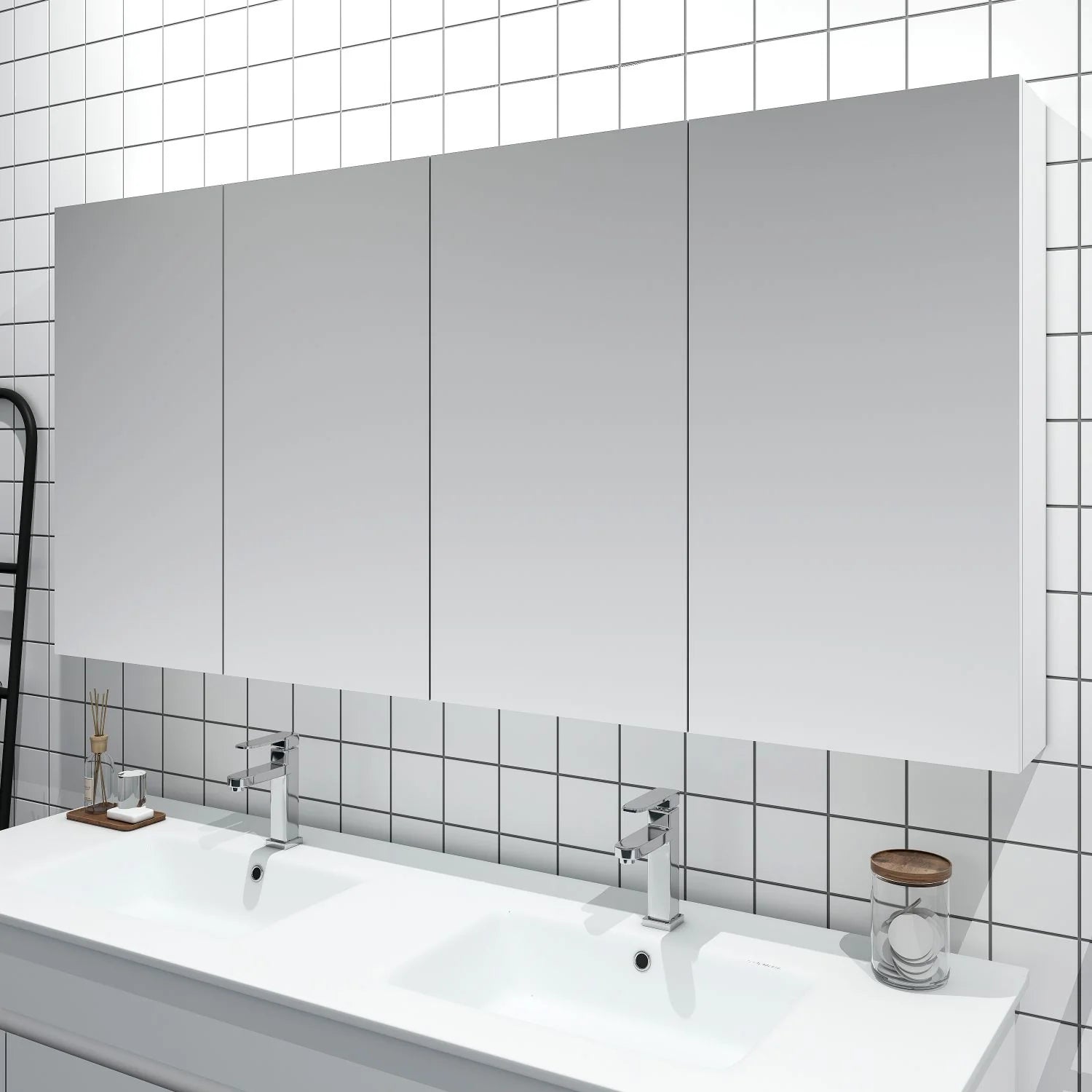 BIANCA PVC Shaving Cabinet 1500mm - Glossy White