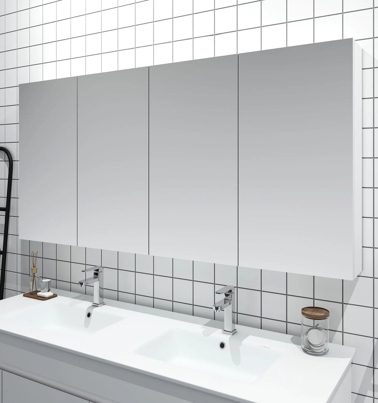 BIANCA PVC Shaving Cabinet 1500mm - Glossy White