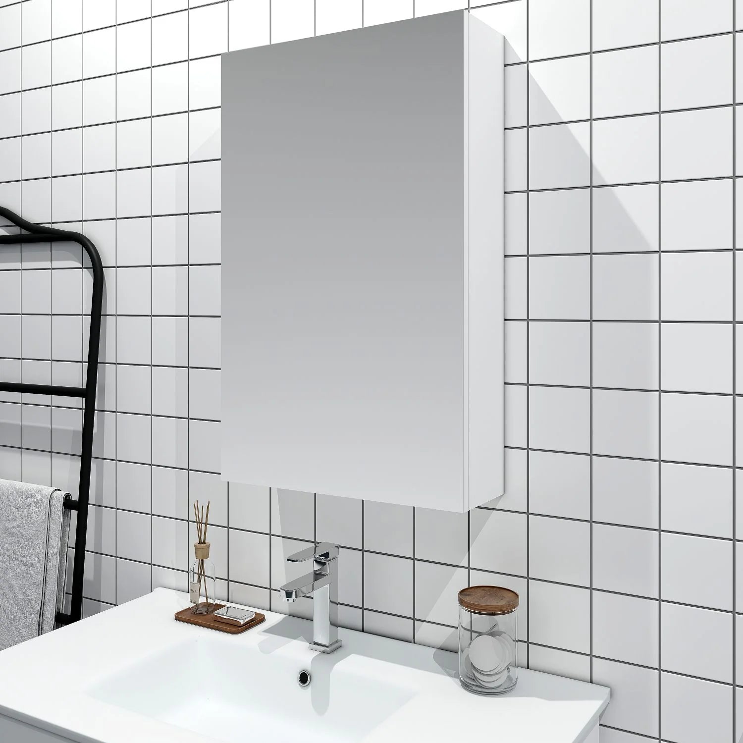 BIANCA PVC Shaving Cabinet 450mm - Glossy White-1