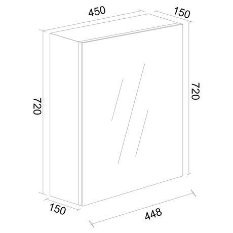 BIANCA PVC Shaving Cabinet 450mm - Glossy White-drawing