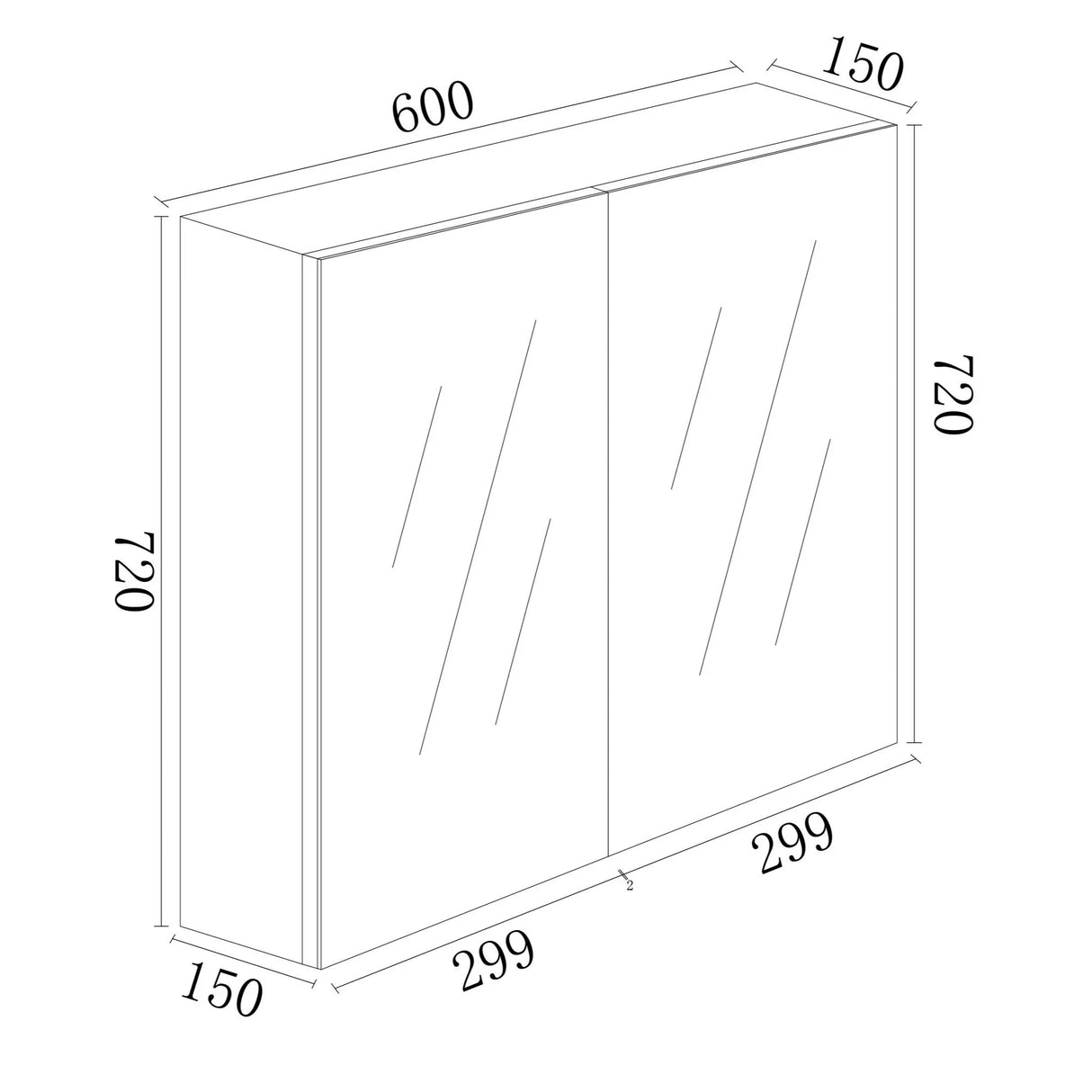 BIANCA MDF Shaving Cabinet 600mm - Gloss White