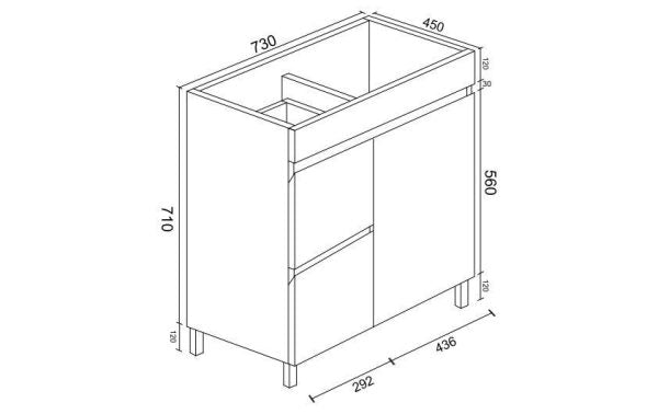 BIANCA Gloss White PVC Floor Standing Vanity Cabinet 750mm