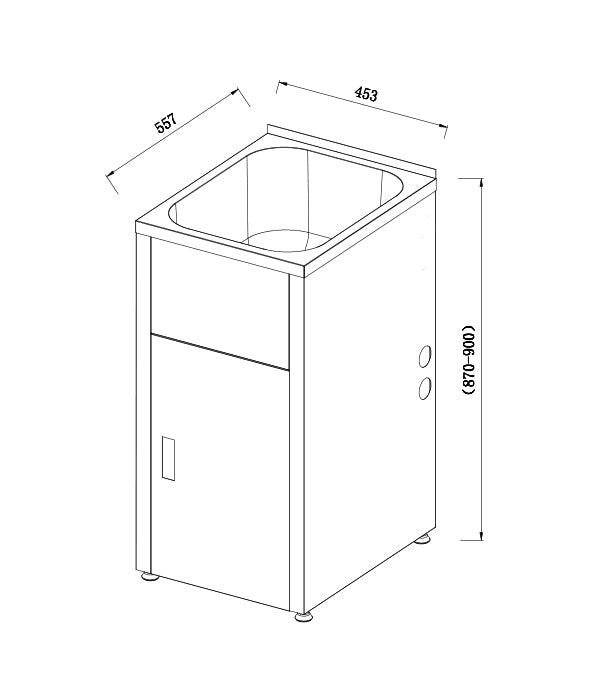 35L Stainless Laundry Tub and Cabinet white (455x555x925)