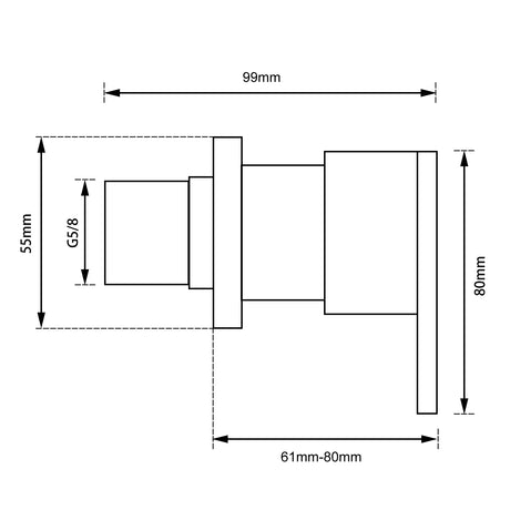 Blaze Shower Wall Taps - Matte Black Technical Drawing