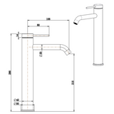 Mica TALL Basin Mixer - Curved Spout - Living Brass