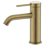 LVB Mica Basin Mixer - Curved Spout - Living Brass