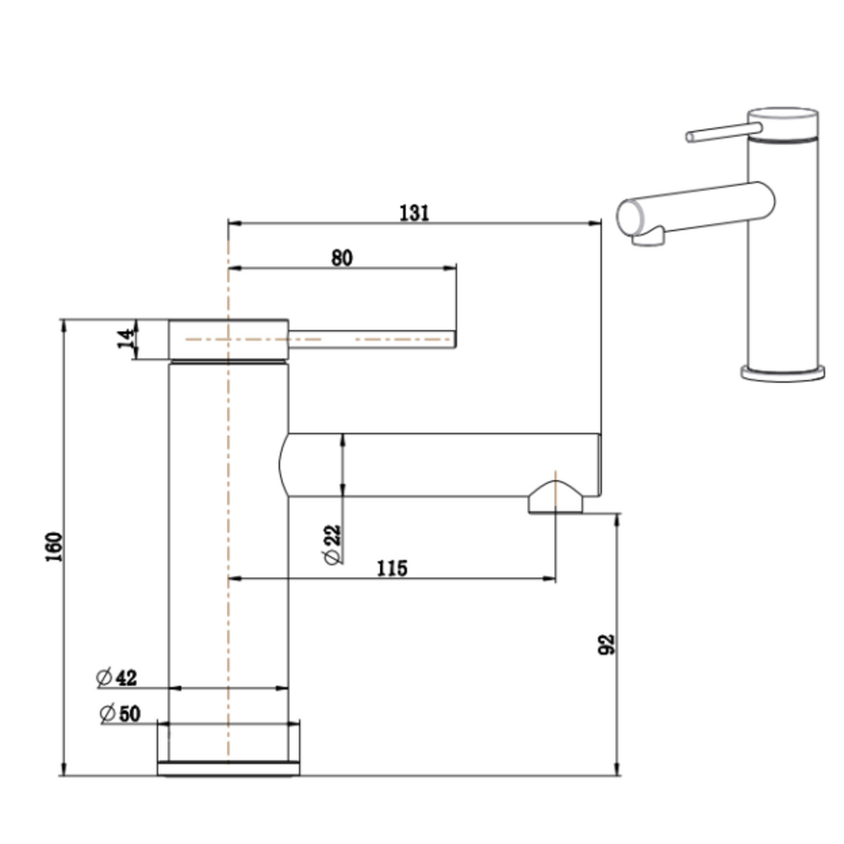 Mica Basin Mixer - Straight Spout