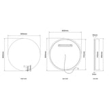 BONDI Backlit LED Round Frameless Mirror 800x800mm-drawing