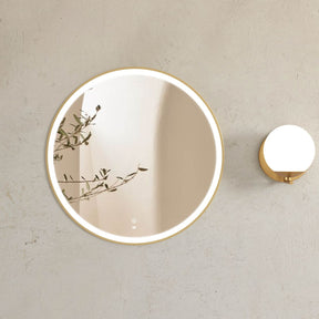 BONDI LED Round Metal Frame Mirror 800x800mm Brushed Gold