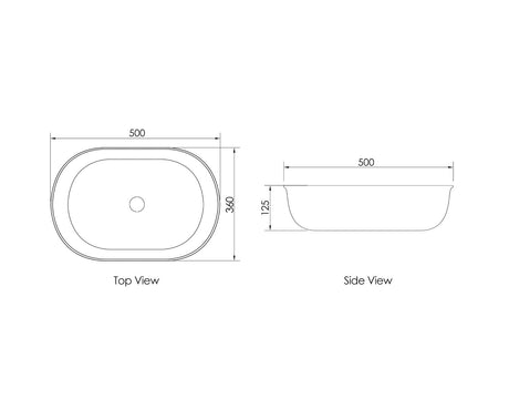 BRONTE Matte White Ceramic Basin (Oval: 500x350x130)