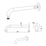 Mica Bath Spout - Curved - 220mm