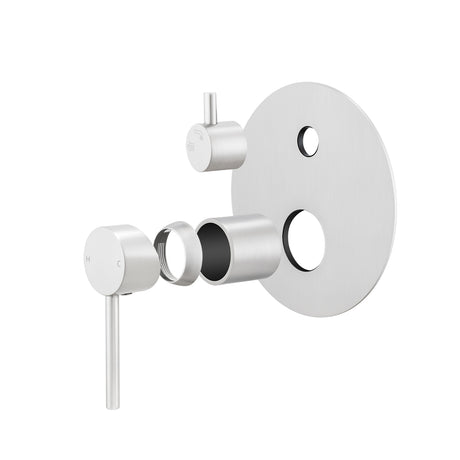 LUCID PIN Round Shower Bath Mixer Diverter - Brushed Nickel