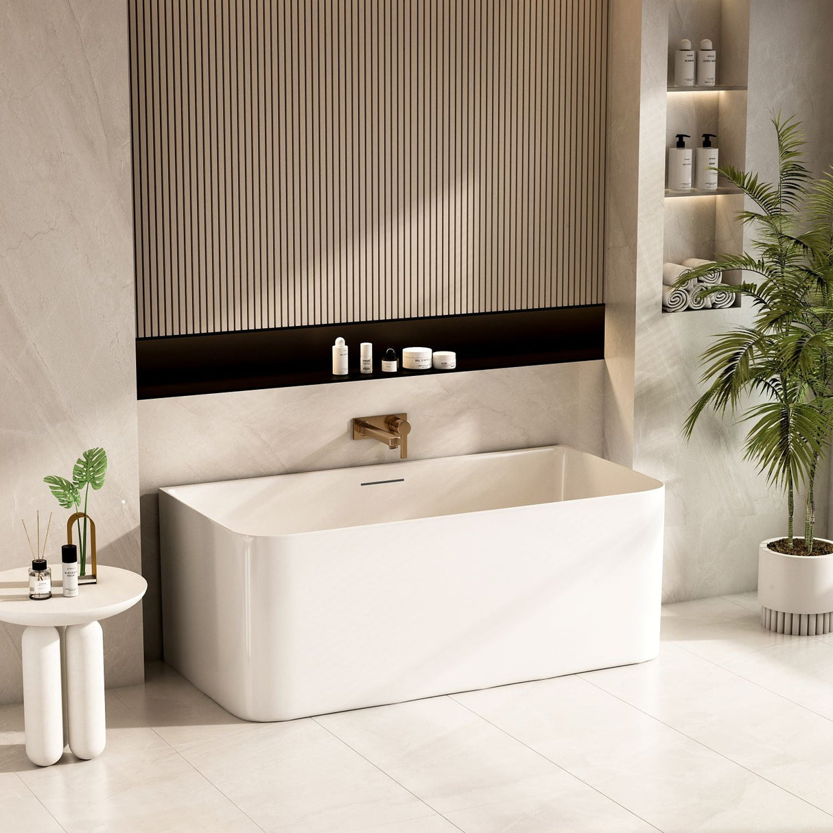 BUILLION Ultra-Thin Back-to-Wall Bathtub (Gloss White) 1500/1700mm