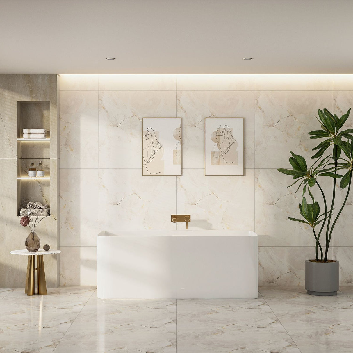BUILLION Ultra-Thin Back-to-Wall Bathtub (Gloss White) 1500/1700mm