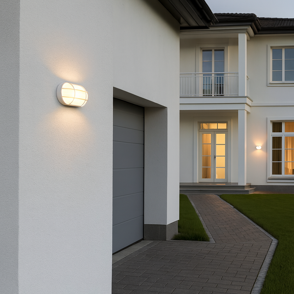 BULK: Oval LED Exterior Bulkhead Lights with Optional Cage IP65