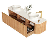 BURLEIGH Wall Hung Curve Vanity Woodland Oak (All Sizes)