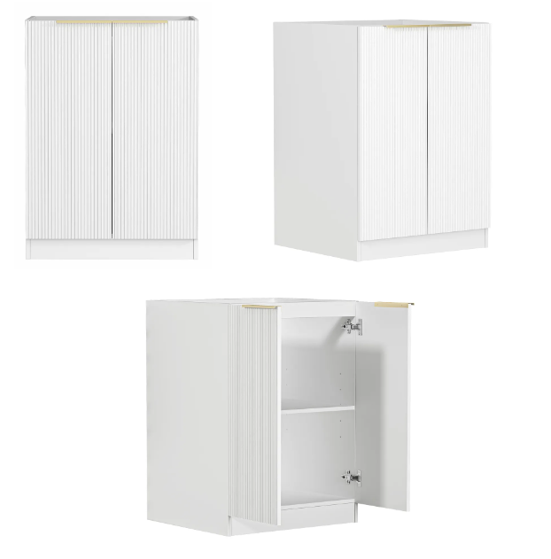 BURLEIGH White Laundry Cabinet with Stone Top Set 1715x600x2100mm (Style A)
